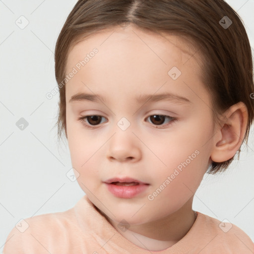 Neutral white child female with medium  brown hair and brown eyes