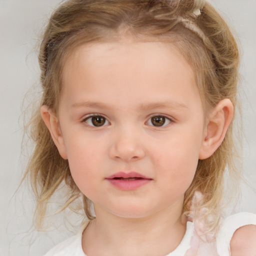 Neutral white child female with medium  brown hair and brown eyes