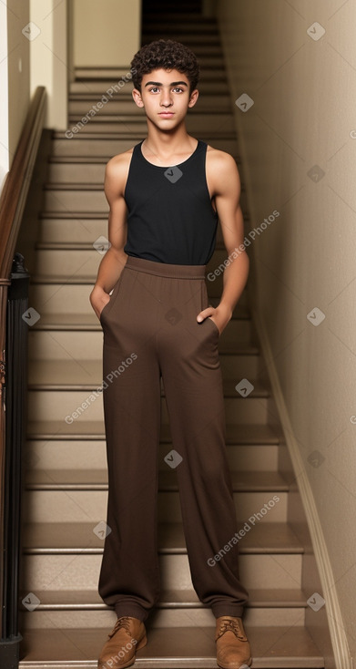 Libyan teenager boy with  brown hair