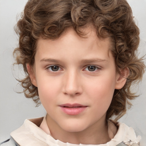 Neutral white child female with medium  brown hair and brown eyes