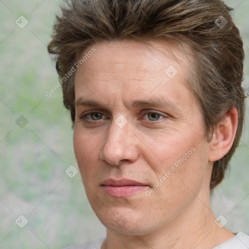 Neutral white adult male with short  brown hair and brown eyes