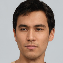 Neutral asian young-adult male with short  brown hair and brown eyes