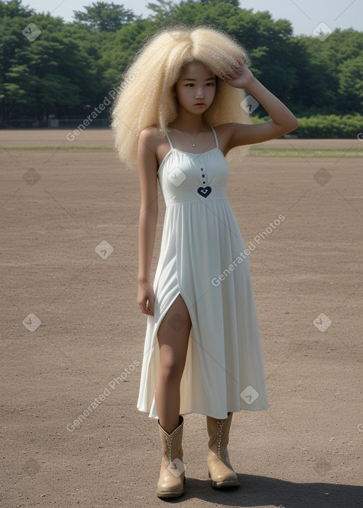 South korean teenager girl with  blonde hair