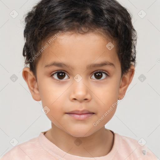 Neutral white child male with short  brown hair and brown eyes