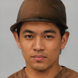 Neutral asian young-adult male with short  brown hair and brown eyes