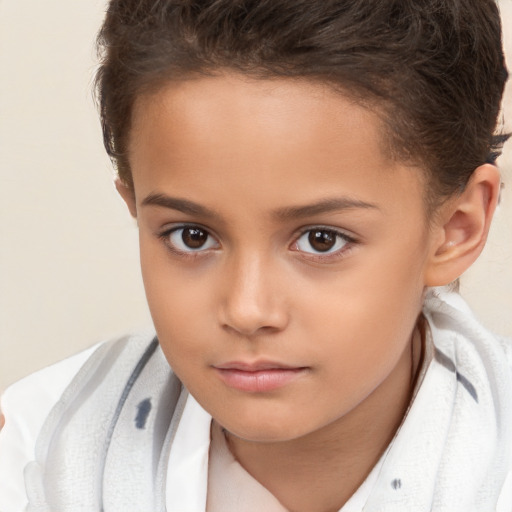 Neutral white child female with short  brown hair and brown eyes