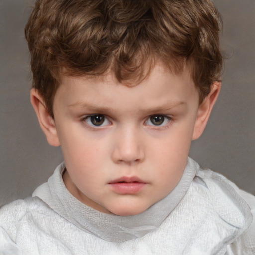 Neutral white child male with short  brown hair and brown eyes