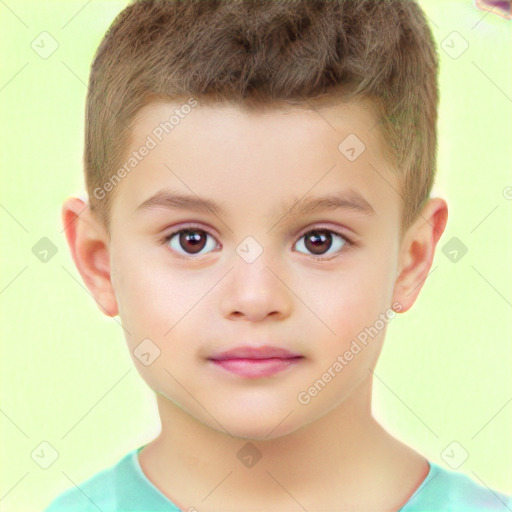 Neutral white child male with short  brown hair and brown eyes