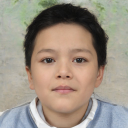 Neutral asian child female with short  brown hair and brown eyes