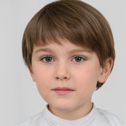 Neutral white child female with short  brown hair and brown eyes