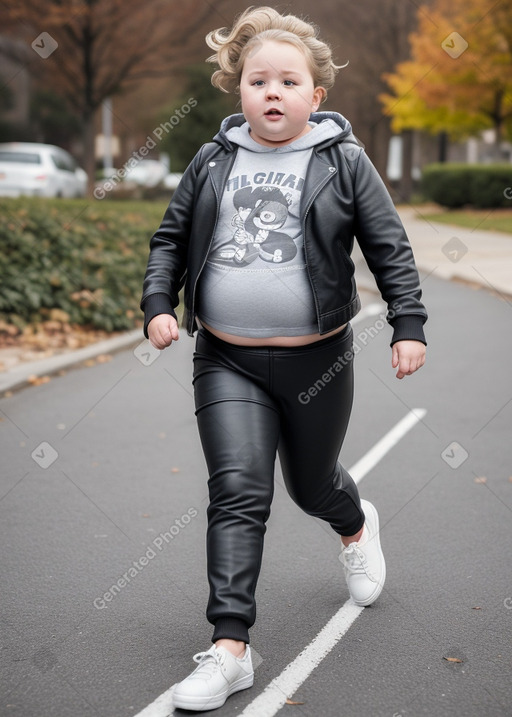 Caucasian child girl with  gray hair