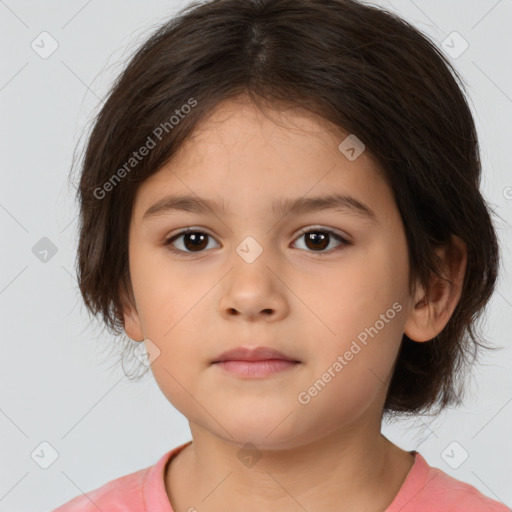 Neutral white child female with medium  brown hair and brown eyes