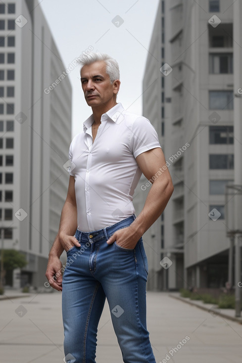 Serbian 45 years male with  white hair