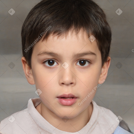 Neutral white child male with short  brown hair and brown eyes