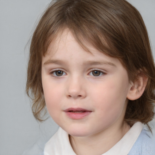 Neutral white child female with medium  brown hair and brown eyes