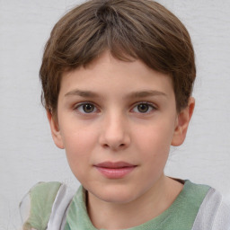 Neutral white child female with short  brown hair and brown eyes