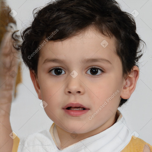 Neutral white child male with short  brown hair and brown eyes