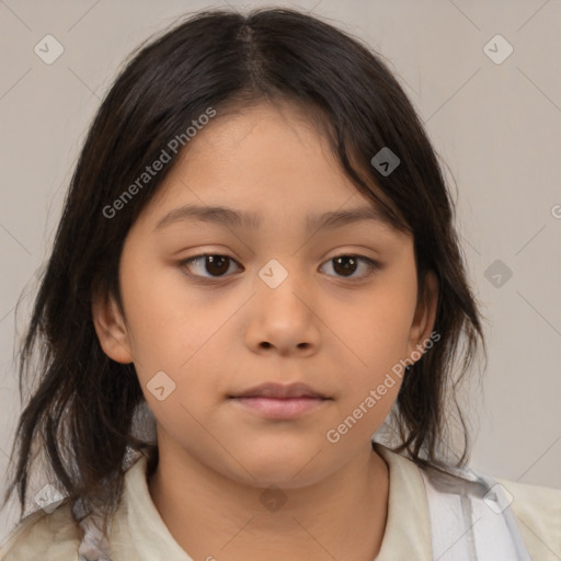 Neutral asian child female with medium  brown hair and brown eyes