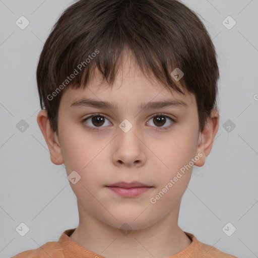 Neutral white child male with short  brown hair and brown eyes