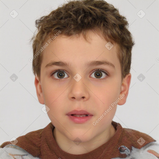 Neutral white child male with short  brown hair and brown eyes