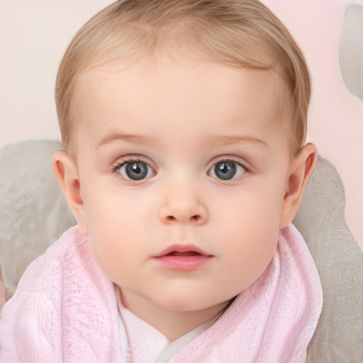 Neutral white child female with medium  brown hair and blue eyes