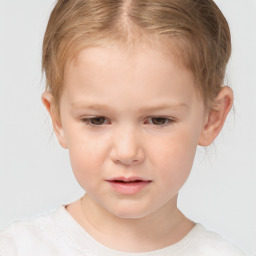 Neutral white child female with short  brown hair and brown eyes