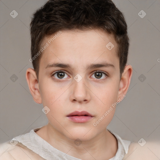 Neutral white child male with short  brown hair and brown eyes