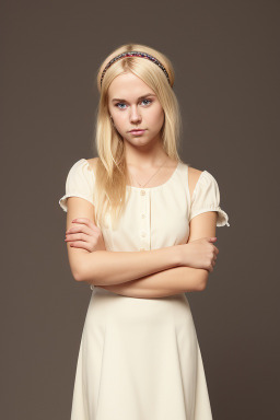 Norwegian young adult female with  blonde hair