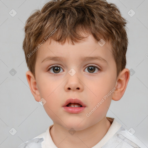 Neutral white child male with short  brown hair and brown eyes