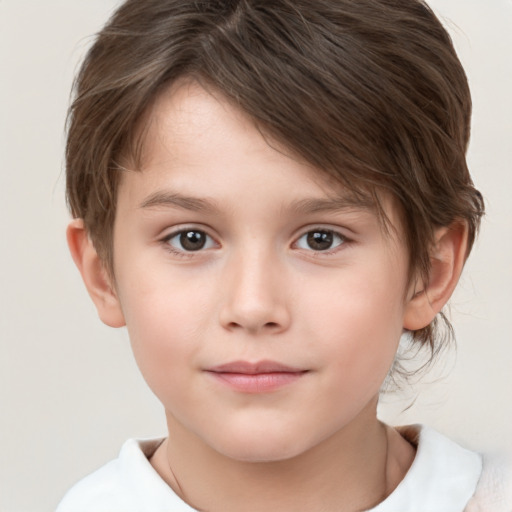 Neutral white child male with short  brown hair and brown eyes