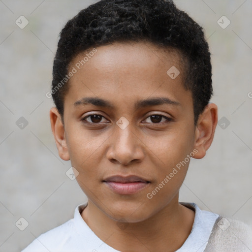 Neutral black young-adult male with short  brown hair and brown eyes