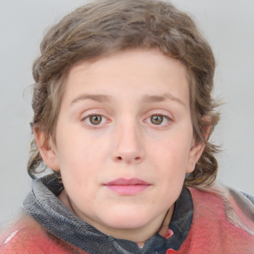 Neutral white young-adult female with short  brown hair and blue eyes