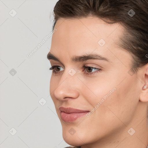 Neutral white young-adult male with medium  brown hair and brown eyes