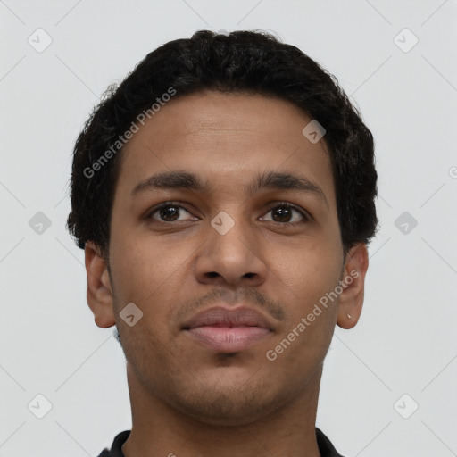 Neutral latino young-adult male with short  brown hair and brown eyes