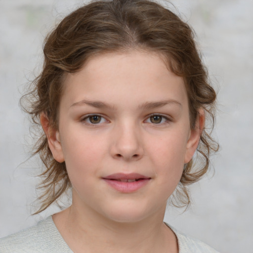 Neutral white child female with medium  brown hair and brown eyes