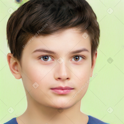 Neutral white child male with short  brown hair and brown eyes