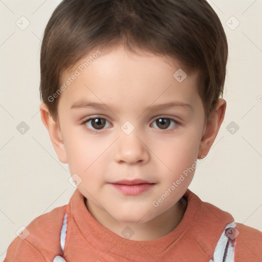 Neutral white child male with short  brown hair and brown eyes