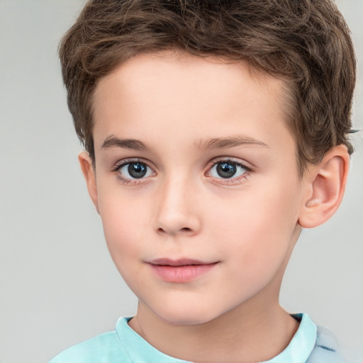 Neutral white child male with short  brown hair and brown eyes