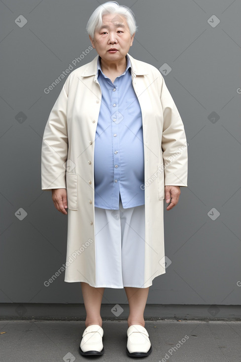 Korean elderly female with  white hair