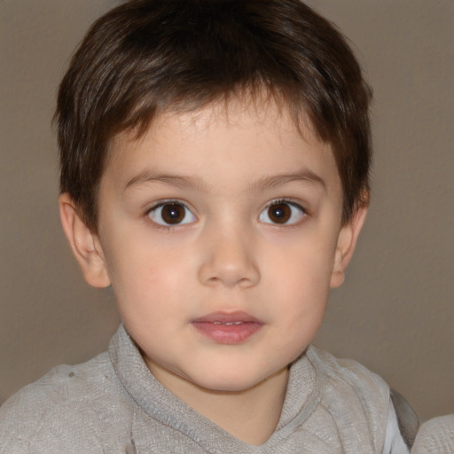 Neutral white child male with short  brown hair and brown eyes