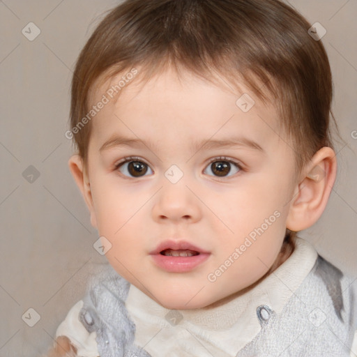 Neutral white child male with short  brown hair and brown eyes