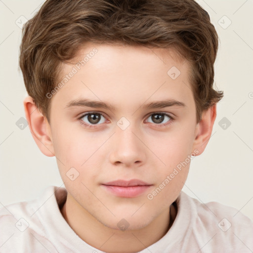 Neutral white child male with short  brown hair and brown eyes