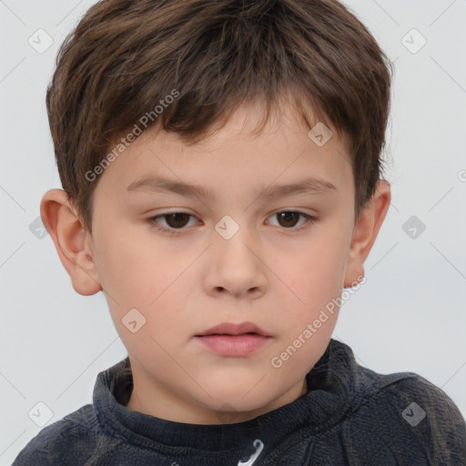 Neutral white child male with short  brown hair and brown eyes