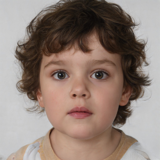 Neutral white child female with medium  brown hair and brown eyes