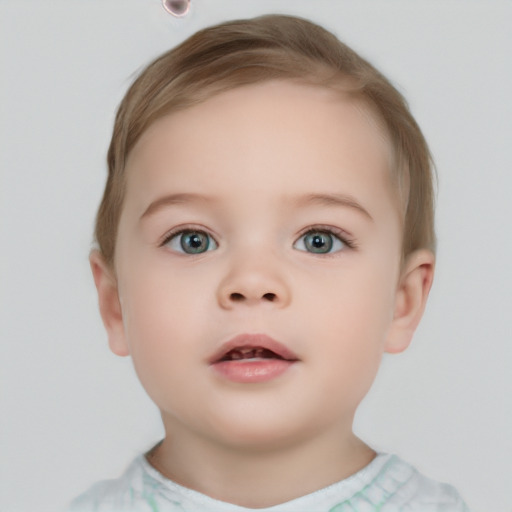 Neutral white child female with short  brown hair and brown eyes