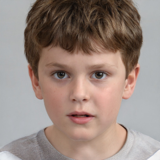 Neutral white child male with short  brown hair and brown eyes