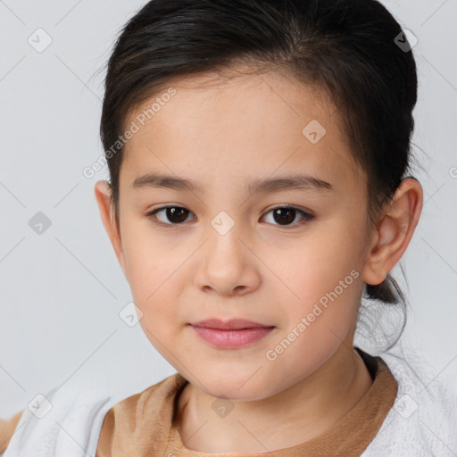 Neutral white child female with medium  brown hair and brown eyes