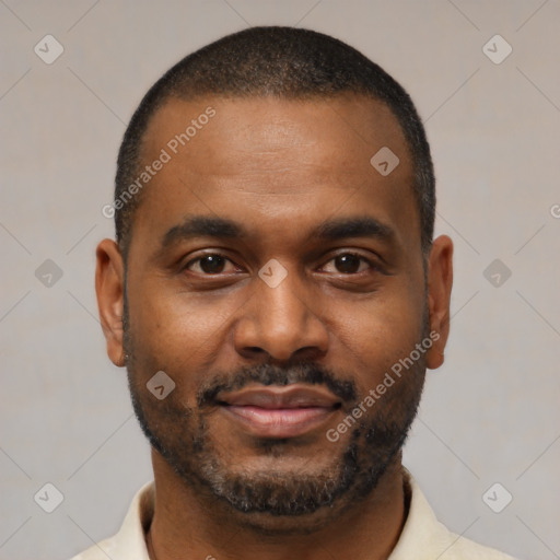 Neutral latino young-adult male with short  brown hair and brown eyes