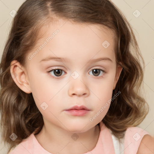 Neutral white child female with medium  brown hair and brown eyes