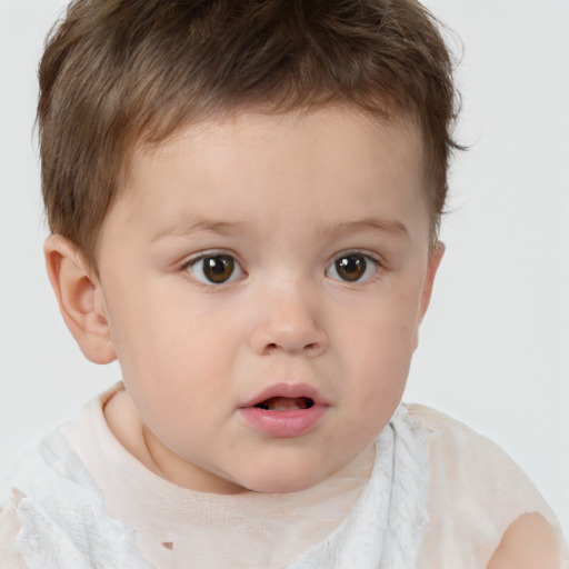 Neutral white child male with short  brown hair and brown eyes